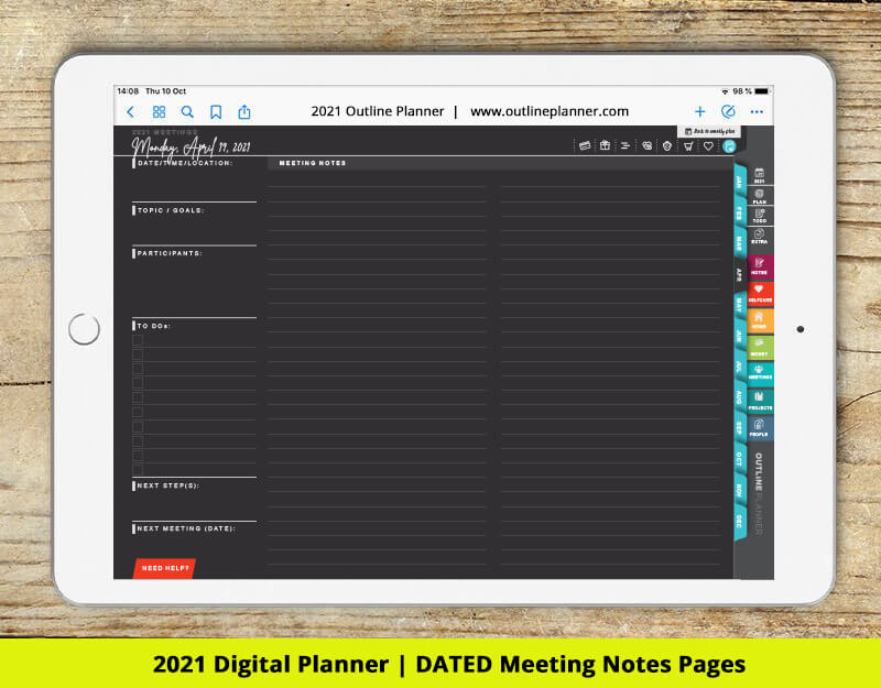 2021 digital planner meeting notes