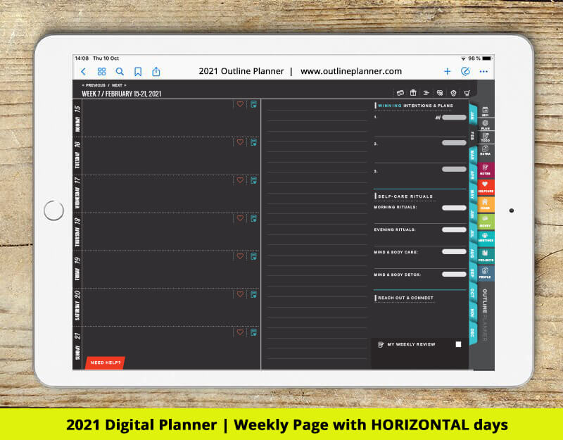 2021 digital planner weekly spread