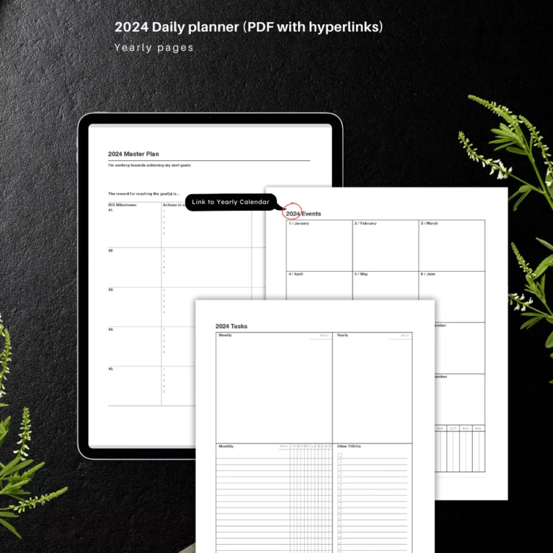 2024 Daily Planner for iPad-minimal day to day planners-goodnotes template (2)