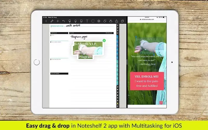 Drag-and-Drop-in-noteshelf-2-app-for-iPad-digital-planners-student-digital-notebook