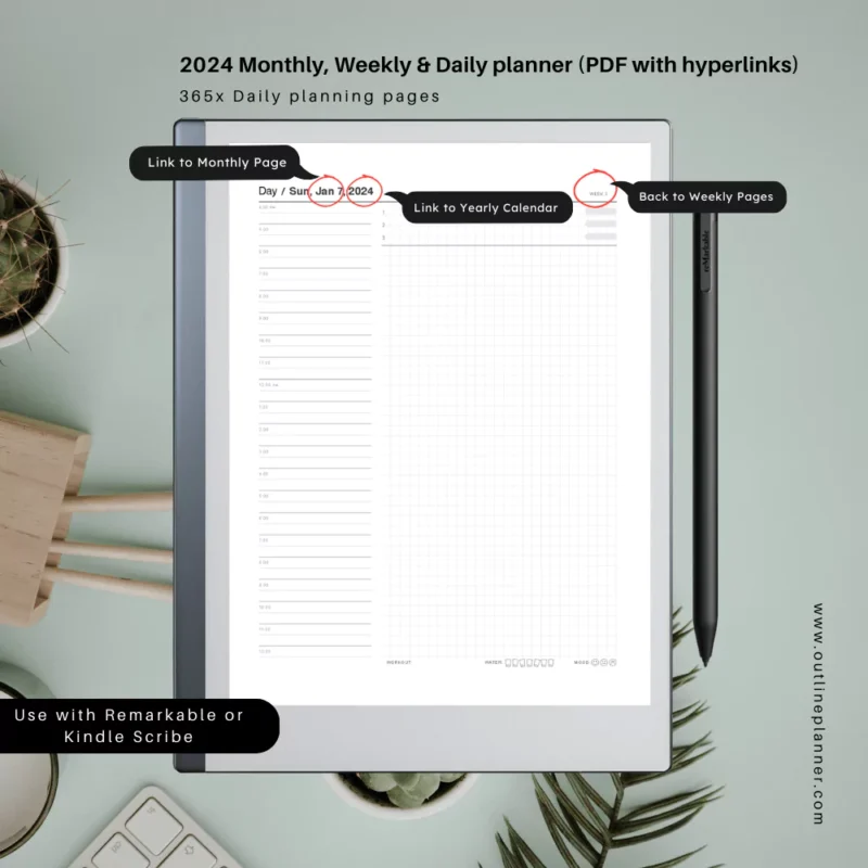 remarkable 2 templates pdf-planner monthly-planner weekly-planner daily 2024 (6)