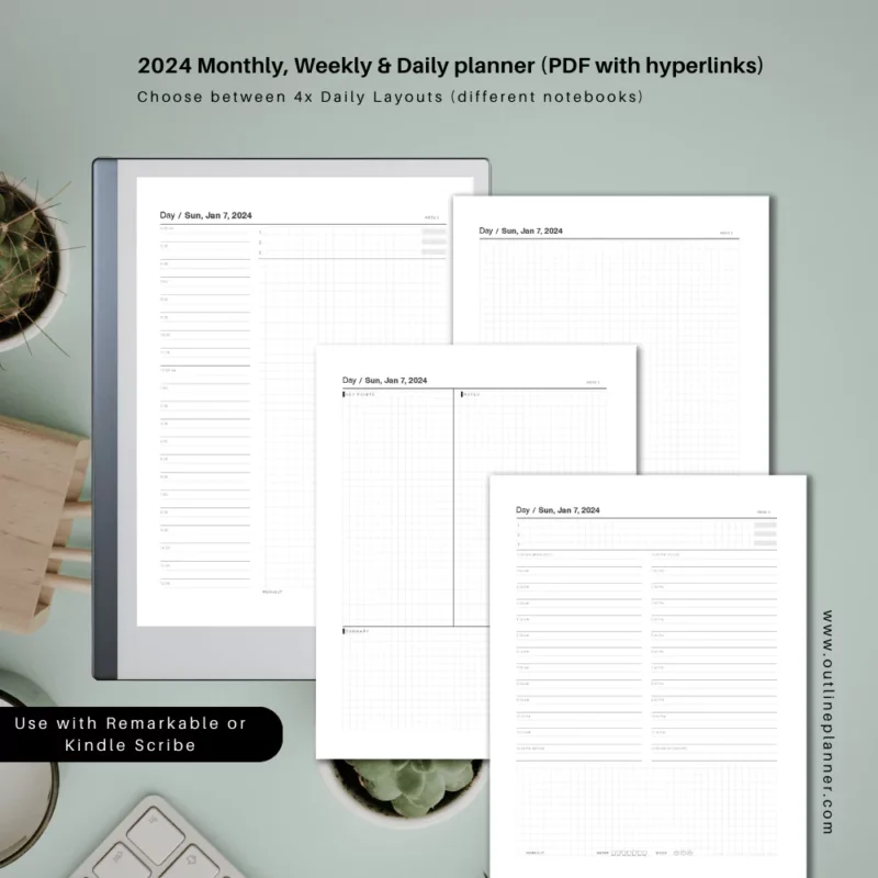 remarkable 2 templates pdf-planner monthly-planner weekly-planner daily 2024 (7)